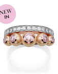Cascade Pearl&Diamond Single Row Ring in Rose Gold