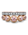 Cascade Pearl&Diamond Single Row Ring in Rose Gold