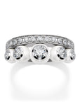 Cascade Pearl&Diamond Single Row Ring in White Gold