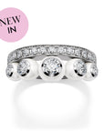 Cascade Pearl&Diamond Single Row Ring in White Gold