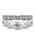 Cascade Pearl&Diamond Single Row Ring in White Gold