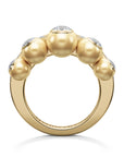 Cascade Pearl&Diamond Single Row Ring in Yellow Gold