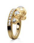 Cascade Pearl&Diamond Single Row Ring in Yellow Gold