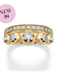 Cascade Pearl&Diamond Single Row Ring in Yellow Gold