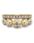 Cascade Pearl&Diamond Single Row Ring in Yellow Gold